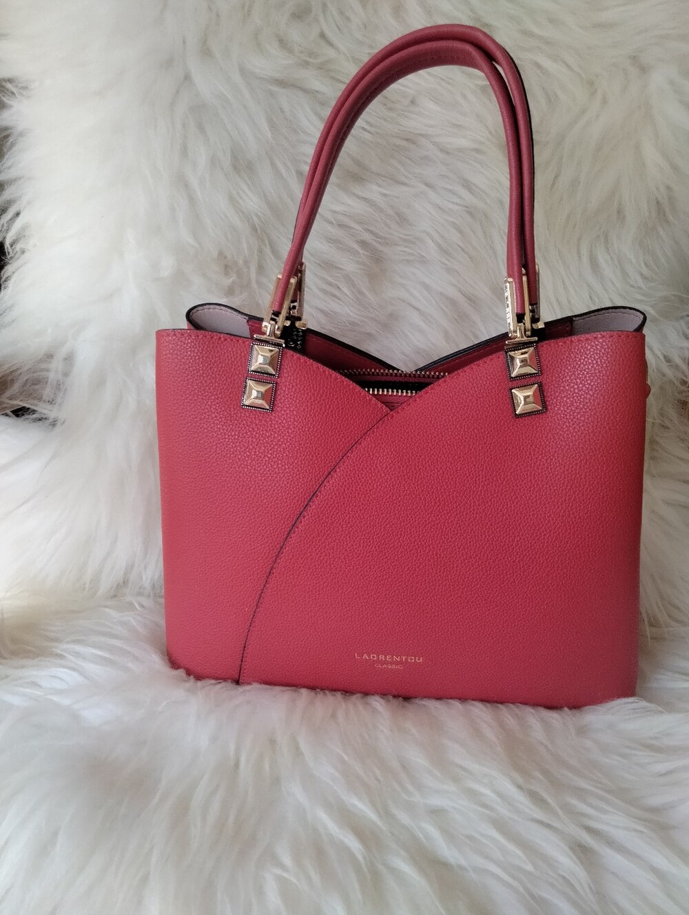 Red Structured Tote Bag